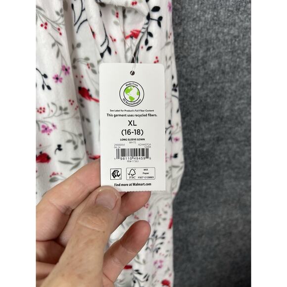 Aria Women’s Long Sleeve Stretch Velour 44" Sleepwear Nightgown, Size XL 16-18 - Picture 3 of 12